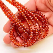 Hessonite Garnet 4.5-5.5mm Smooth Rondelle Shape AAA Grade Gemstone Beads Strand - Total 1 Strand of 16 Inch.