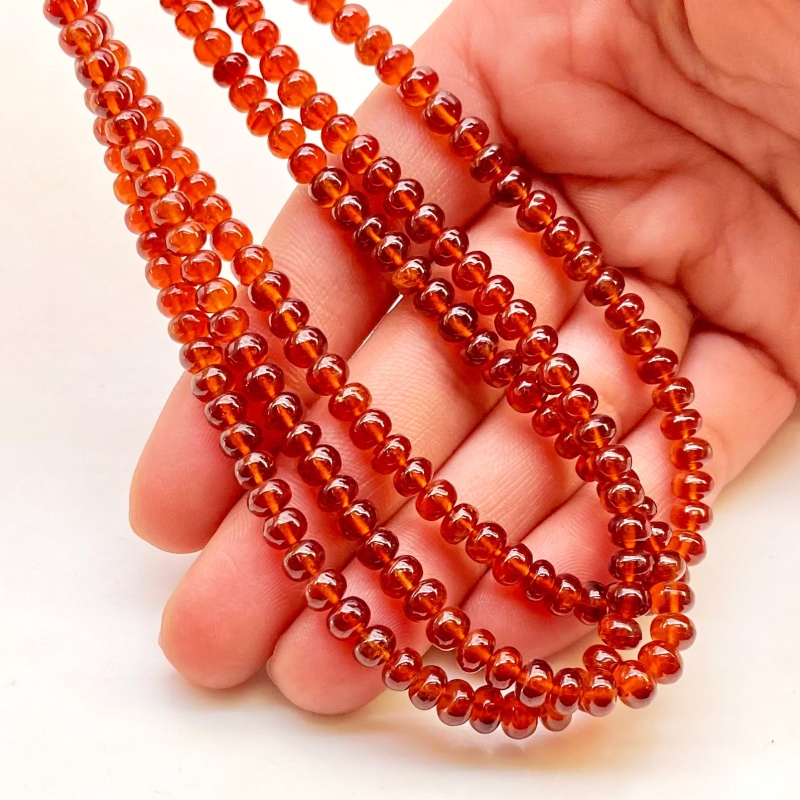 Hessonite Garnet 4.5-5.5mm Smooth Rondelle Shape AAA Grade Gemstone Beads Strand - Total 1 Strand of 16 Inch.