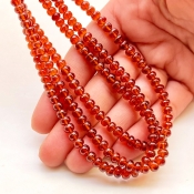 Hessonite Garnet 4.5-5.5mm Smooth Rondelle Shape AAA Grade Gemstone Beads Strand - Total 1 Strand of 16 Inch.