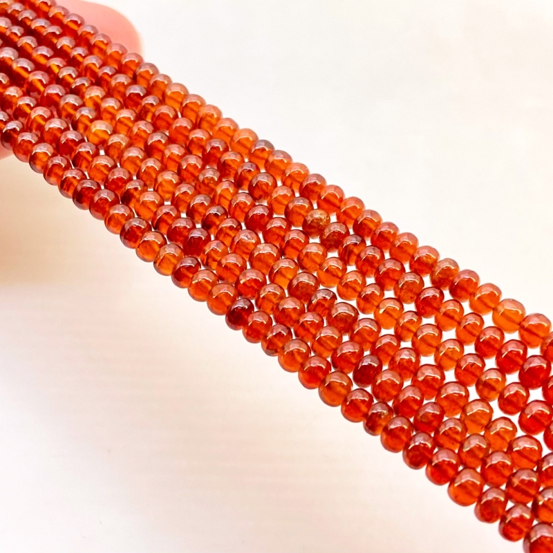 Hessonite Garnet 4.5-5.5mm Smooth Rondelle Shape AAA Grade Gemstone Beads Strand - Total 1 Strand of 16 Inch.