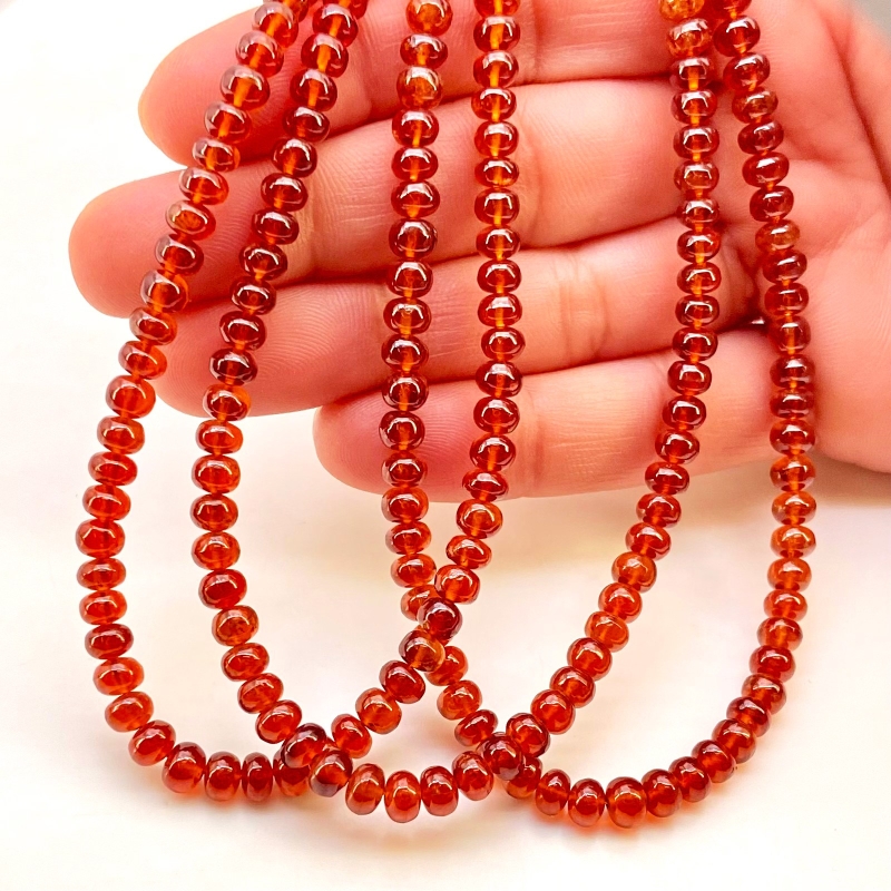 Hessonite Garnet 4.5-5.5mm Smooth Rondelle Shape AAA Grade Gemstone Beads Strand - Total 1 Strand of 16 Inch.
