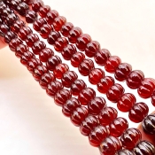 Hessonite Garnet 5-14mm Carved Melon Shape AA+ Grade Gemstone Beads Strand - Total 1 Strand of 14 Inch.