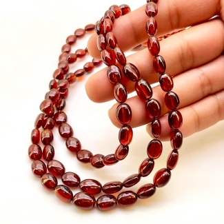 Hessonite Garnet 5-11mm Smooth Oval Shape AAA Grade Gemstone Beads Strand - Total 1 Strand of 13 Inch.