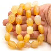 Fire Opal 15-18mm Smooth Oval Shape AA Grade Gemstone Beads Strand - Total 1 Strand of 18 Inch.