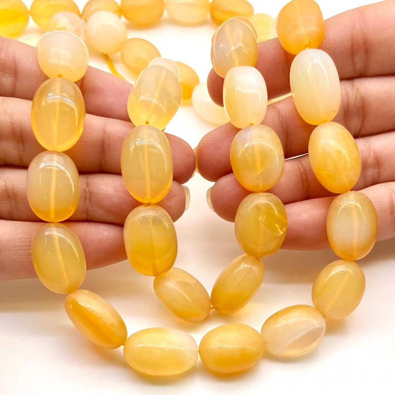 Fire Opal 15-18mm Smooth Oval Shape AA Grade Gemstone Beads Strand - Total 1 Strand of 18 Inch.