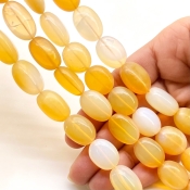 Fire Opal 15-18mm Smooth Oval Shape AA Grade Gemstone Beads Strand - Total 1 Strand of 18 Inch.