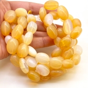 Fire Opal 15-18mm Smooth Oval Shape AA Grade Gemstone Beads Strand - Total 1 Strand of 18 Inch.