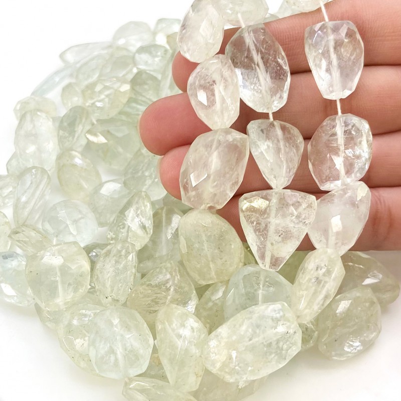 Aquamarine 13-20mm Faceted Nugget Shape A Grade Gemstone Beads Lot - Total 5 Strands of 14 Inch.