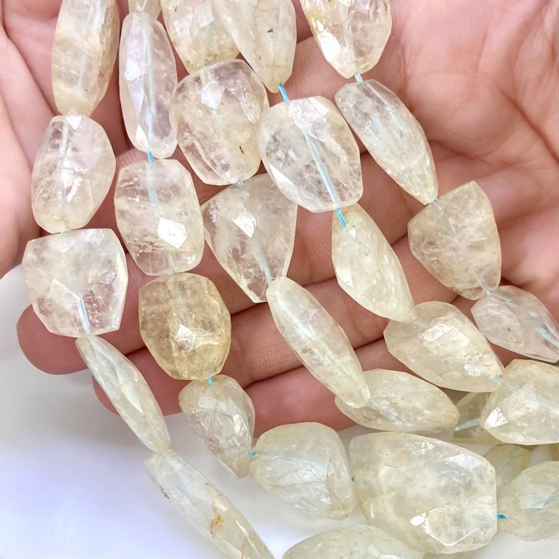 Aquamarine 16-30mm Faceted Nugget Shape B Grade Gemstone Beads Lot - Total 5 Strands of 15 Inch.