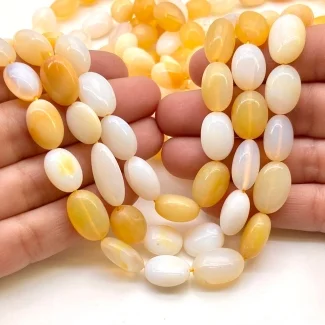 Fire Opal 11-16mm Smooth Oval Shape A Grade Gemstone Beads Strand - Total 1 Strand of 16 Inch.