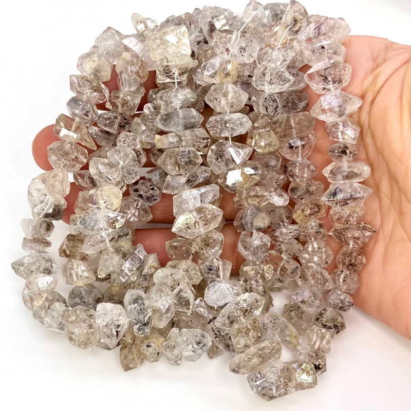 Herkimer Diamond 12-16mm Faceted Nugget Shape A Grade 16 Inch Long Gemstone Beads Strand