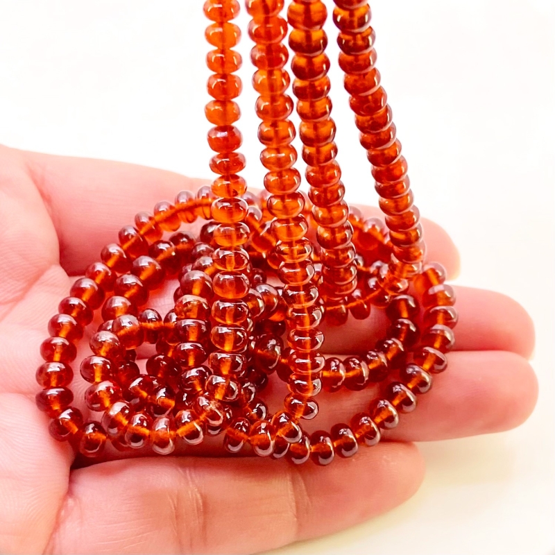 Hessonite Garnet 4.5-6mm Smooth Rondelle Shape AAA Grade Gemstone Beads Strand - Total 1 Strand of 15 Inch.