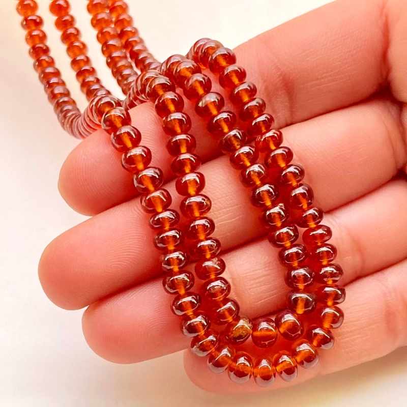 Hessonite Garnet 4.5-6mm Smooth Rondelle Shape AAA Grade Gemstone Beads Strand - Total 1 Strand of 15 Inch.