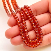 Hessonite Garnet 4.5-6mm Smooth Rondelle Shape AAA Grade Gemstone Beads Strand - Total 1 Strand of 15 Inch.