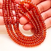Hessonite Garnet 4.5-6mm Smooth Rondelle Shape AAA Grade Gemstone Beads Strand - Total 1 Strand of 15 Inch.