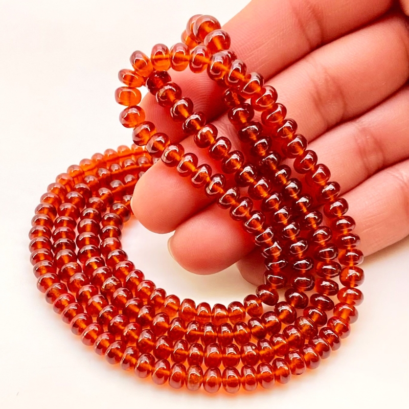 Hessonite Garnet 4.5-6mm Smooth Rondelle Shape AAA Grade Gemstone Beads Strand - Total 1 Strand of 15 Inch.