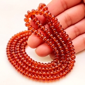 Hessonite Garnet 4.5-6mm Smooth Rondelle Shape AAA Grade Gemstone Beads Strand - Total 1 Strand of 15 Inch.