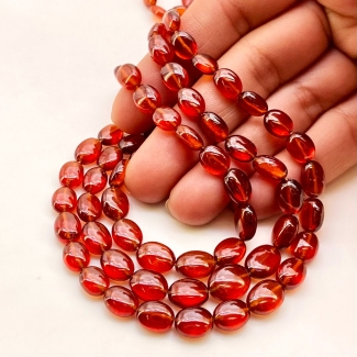 Hessonite Garnet 6-10.5mm Smooth Oval Shape AAA+ Grade Gemstone Beads Strand - Total 1 Strand of 16 Inch.