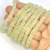 Prehnite 4-6mm Smooth Heishi Cube Shape AA Grade Gemstone Beads Strand - Total 1 Strand of 16 Inch.