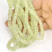 Prehnite 4-6mm Smooth Heishi Cube Shape AA Grade Gemstone Beads Strand - Total 1 Strand of 16 Inch.
