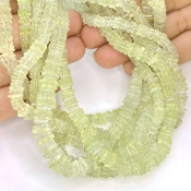 Prehnite 4-6mm Smooth Heishi Cube Shape AA Grade Gemstone Beads Strand - Total 1 Strand of 16 Inch.