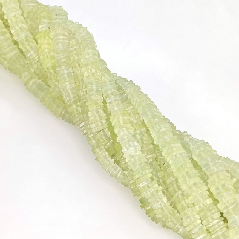 Prehnite 4-6mm Smooth Heishi Cube Shape AA Grade Gemstone Beads Strand - Total 1 Strand of 16 Inch.