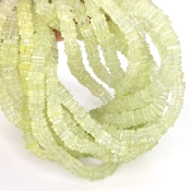 Prehnite 4-6mm Smooth Heishi Cube Shape AA Grade Gemstone Beads Strand - Total 1 Strand of 16 Inch.