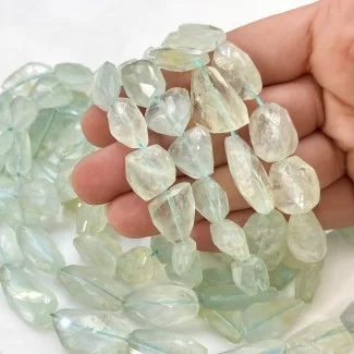 Aquamarine 12-24mm Faceted Nugget Shape A Grade Gemstone Beads Lot - Total 6 Strands of 14 Inch.