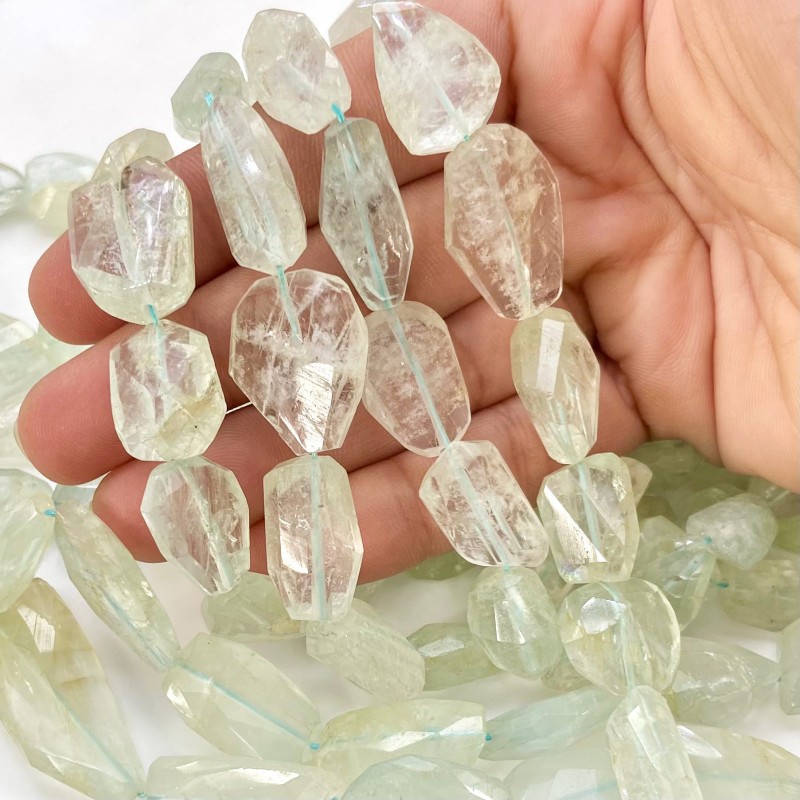 Aquamarine 12-21mm Faceted Nugget Shape A Grade Gemstone Beads Lot - Total 7 Strands of 14 Inch.