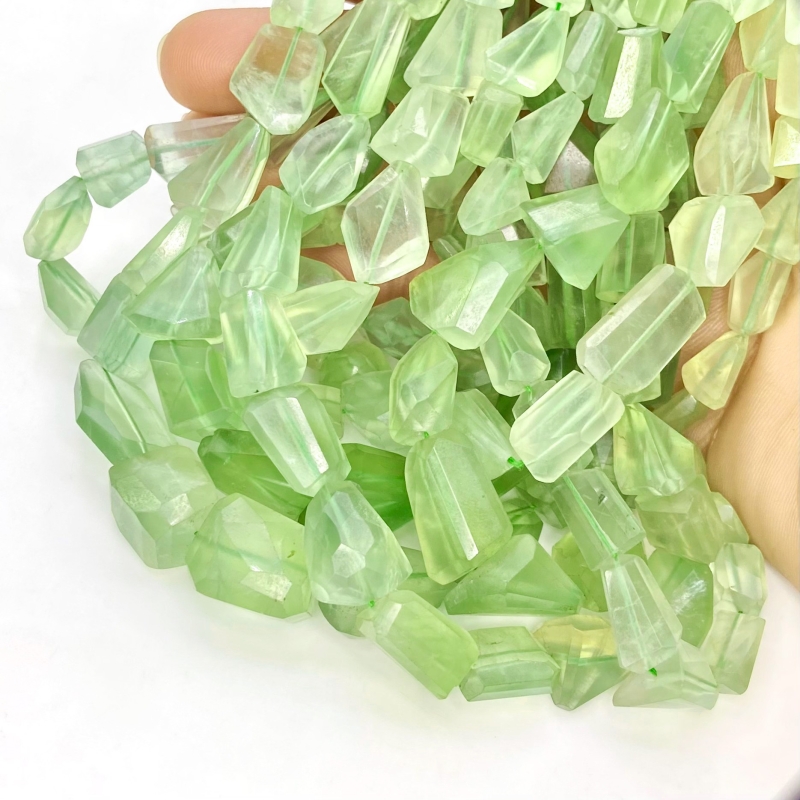 Prehnite 9-18mm Step Cut Nugget Shape AA Grade Gemstone Beads Strand - Total 1 Strand of 18 Inch.