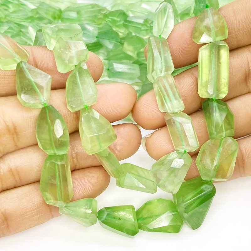 Prehnite 9-18mm Step Cut Nugget Shape AA Grade Gemstone Beads Strand - Total 1 Strand of 18 Inch.
