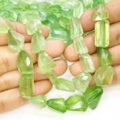 Prehnite 9-18mm Step Cut Nugget Shape AA Grade Gemstone Beads Strand - Total 1 Strand of 18 Inch.