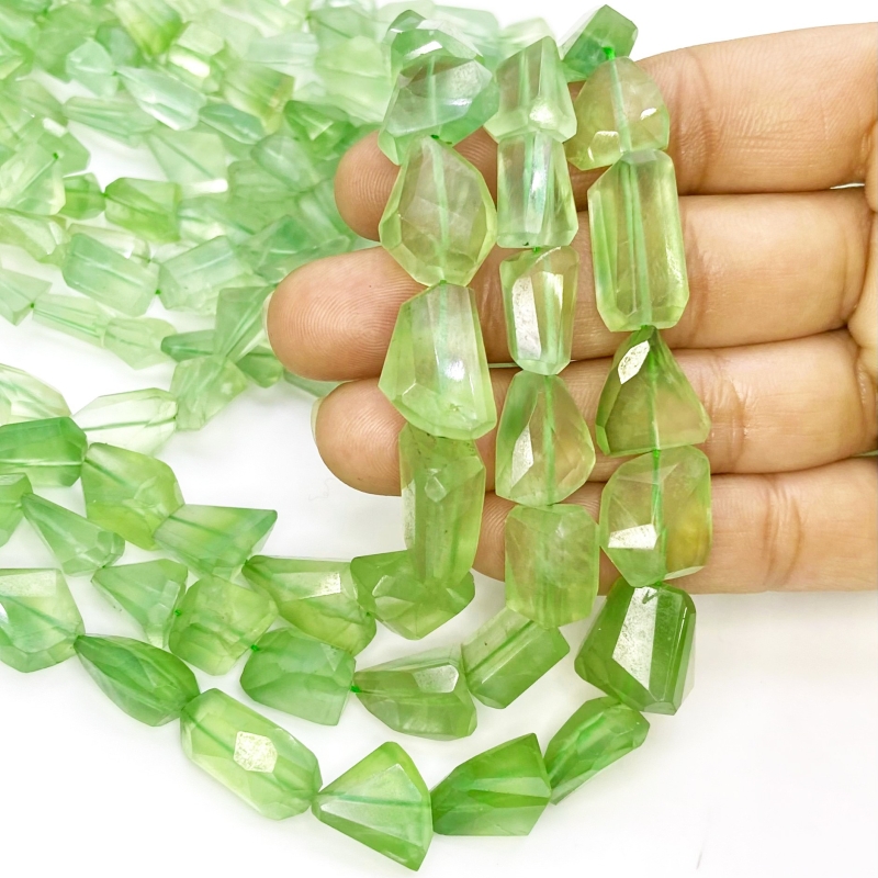 Prehnite 9-18mm Step Cut Nugget Shape AA Grade Gemstone Beads Strand - Total 1 Strand of 18 Inch.