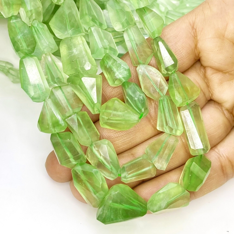 Prehnite 9-18mm Step Cut Nugget Shape AA Grade Gemstone Beads Strand - Total 1 Strand of 18 Inch.