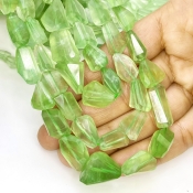 Prehnite 9-18mm Step Cut Nugget Shape AA Grade Gemstone Beads Strand - Total 1 Strand of 18 Inch.
