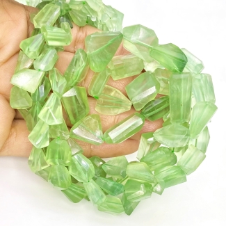 Prehnite 9-18mm Step Cut Nugget Shape AA Grade Gemstone Beads Strand - Total 1 Strand of 18 Inch.