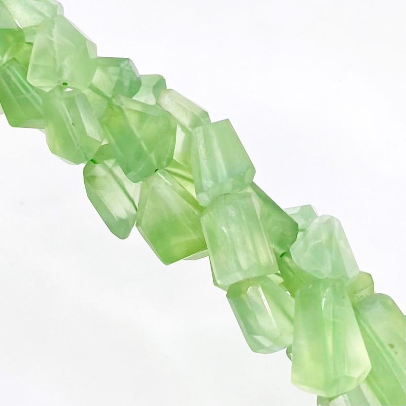 Prehnite 9-18mm Step Cut Nugget Shape AA Grade Gemstone Beads Strand - Total 1 Strand of 18 Inch.