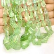 Prehnite 9-18mm Step Cut Nugget Shape AA Grade Gemstone Beads Strand - Total 1 Strand of 18 Inch.