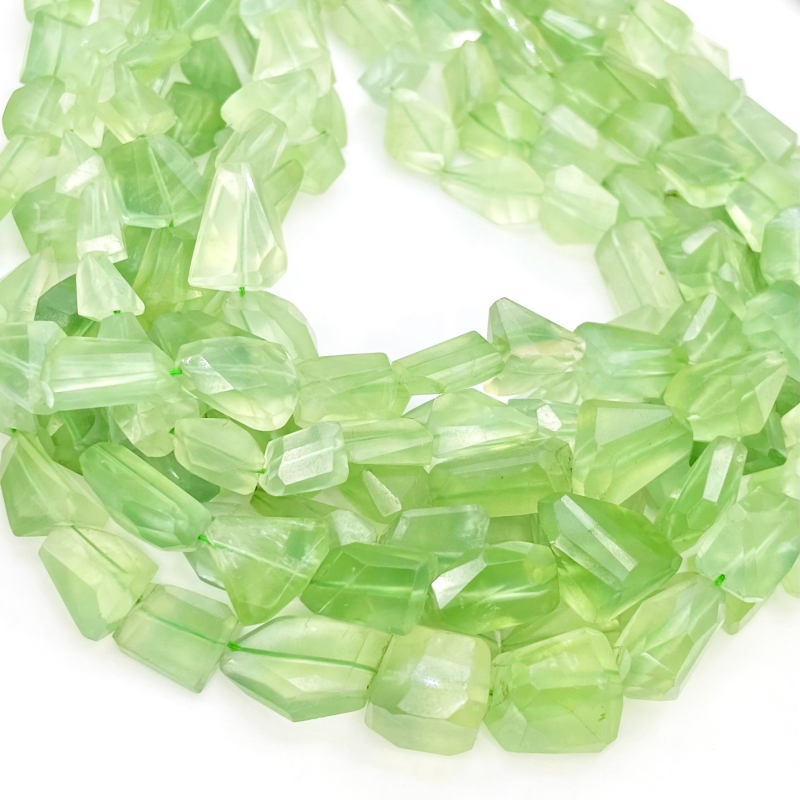 Prehnite 9-18mm Step Cut Nugget Shape AA Grade Gemstone Beads Strand - Total 1 Strand of 18 Inch.