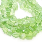 Prehnite 9-18mm Step Cut Nugget Shape AA Grade Gemstone Beads Strand - Total 1 Strand of 18 Inch.