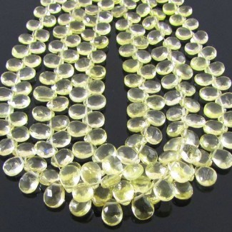Lemon Quartz 6-7mm Briolette Pear Shape A Grade 8 Inch Long Gemstone Beads Strand