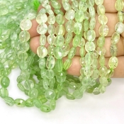 Prehnite 6-10mm Faceted Oval Shape A Grade Gemstone Beads Strand - Total 1 Strand of 14 Inch.