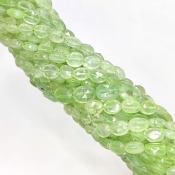Prehnite 6-10mm Faceted Oval Shape A Grade Gemstone Beads Strand - Total 1 Strand of 14 Inch.