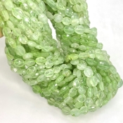 Prehnite 6-10mm Faceted Oval Shape A Grade Gemstone Beads Strand - Total 1 Strand of 14 Inch.