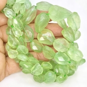 Prehnite 19-24mm Faceted Nugget Shape A+ Grade Gemstone Beads Strand - Total 1 Strand of 16 Inch.