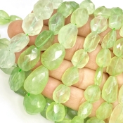 Prehnite 19-24mm Faceted Nugget Shape A+ Grade Gemstone Beads Strand - Total 1 Strand of 16 Inch.