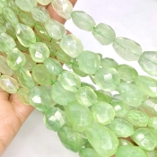 Prehnite 19-24mm Faceted Nugget Shape A+ Grade Gemstone Beads Strand - Total 1 Strand of 16 Inch.
