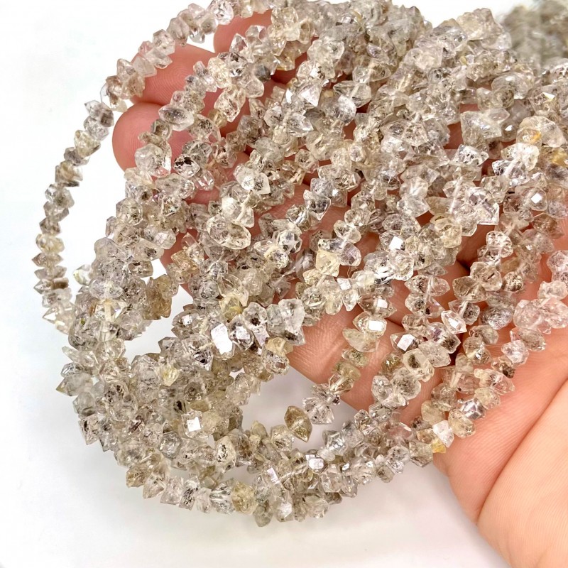 Herkimer Diamond 5-8mm Faceted Nugget Shape AA Grade 16 Inch Long Gemstone Beads Strand