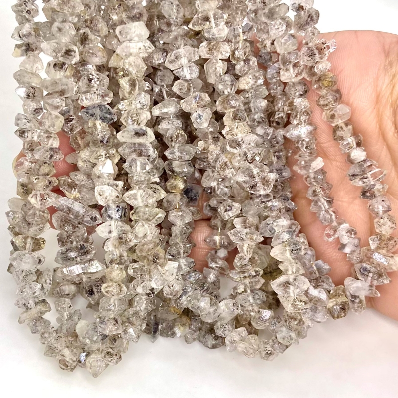 Herkimer Diamond 7-11mm Faceted Nugget Shape A Grade Gemstone Beads Lot - Total 8 Strands of 16 Inch.