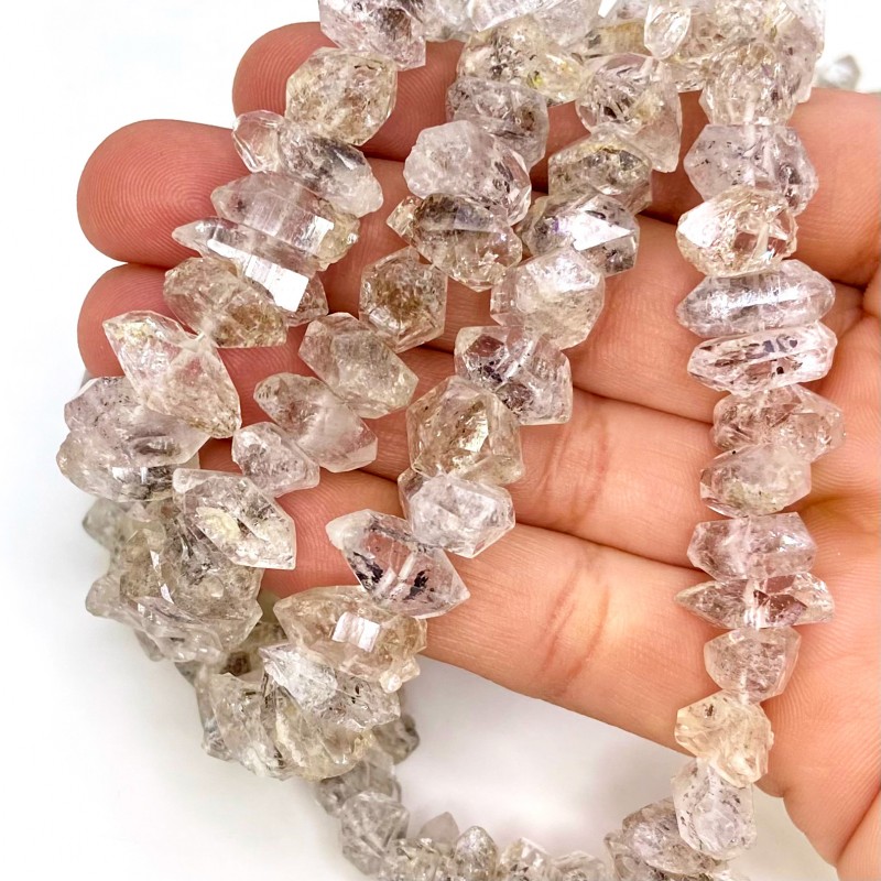 Herkimer Diamond 12.15mm Faceted Nugget Shape A Grade 15 Inch Long Gemstone Beads Strand